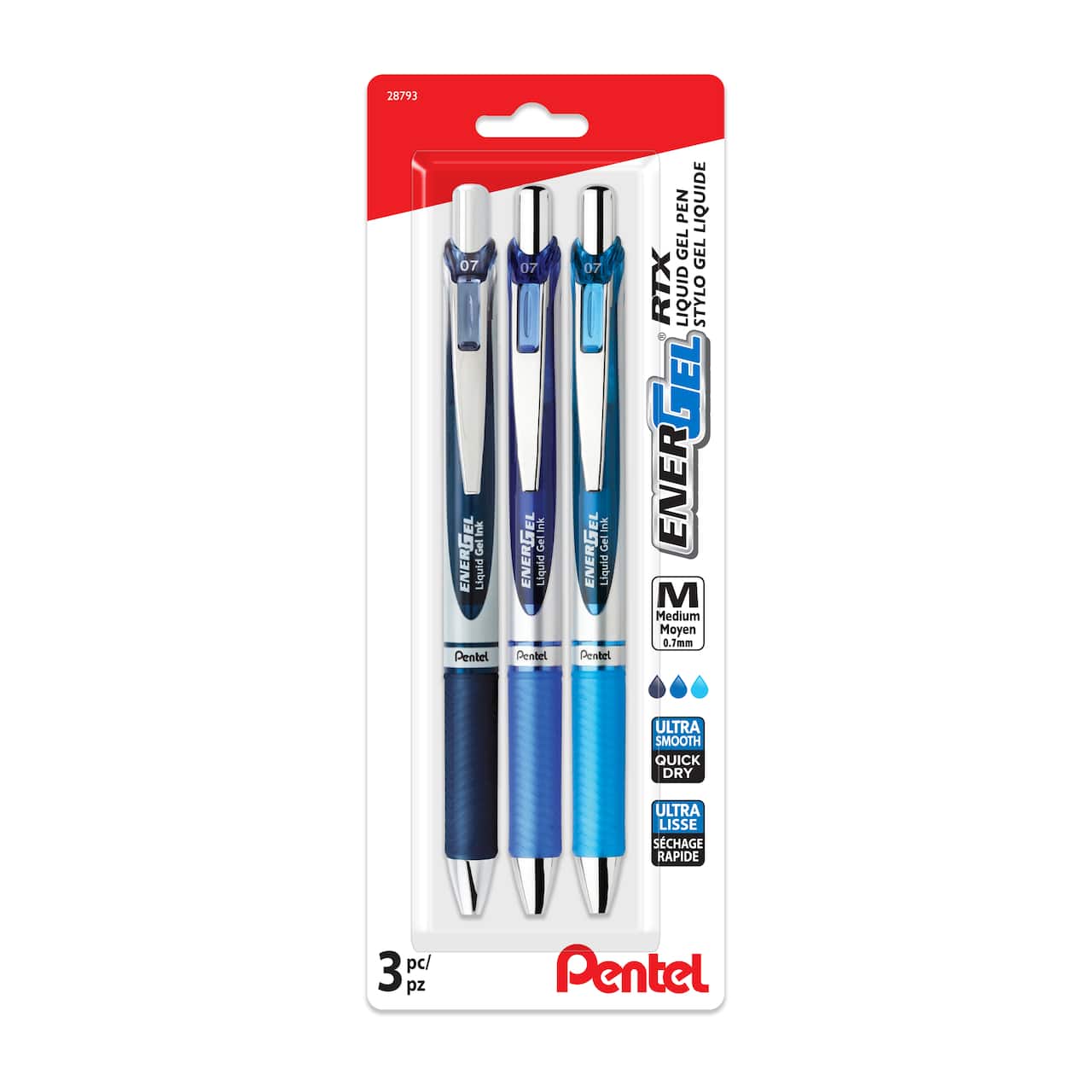Pentel® EnerGel RTX 0.7mm Retractable Liquid Gel Pens, 3ct.